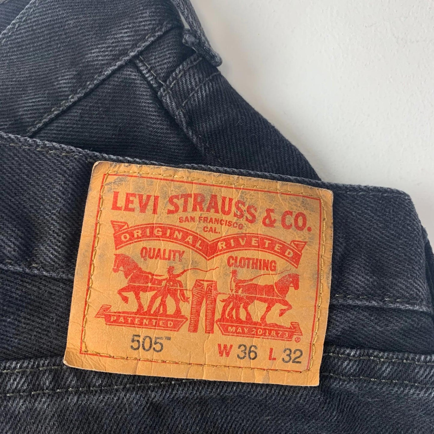 Levi's 505 Regular Straight Jeans Black Denim Men's W36 L32