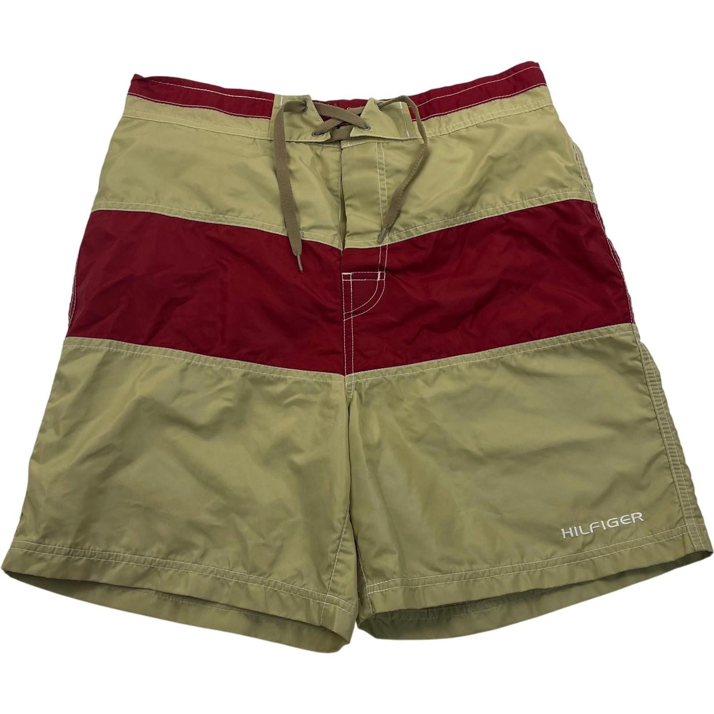 Tommy Hilfiger Swim Shorts Red Beige Colourblock Mens M