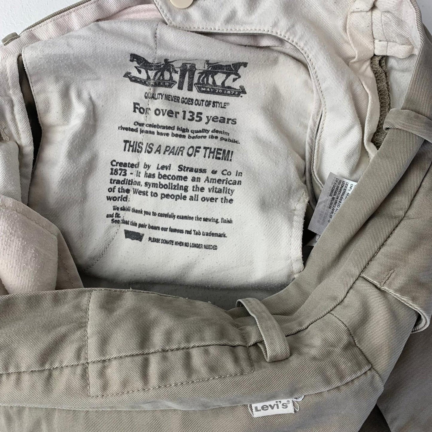 Levi's Chino Trousers Straight Classic Beige Mens 32x34