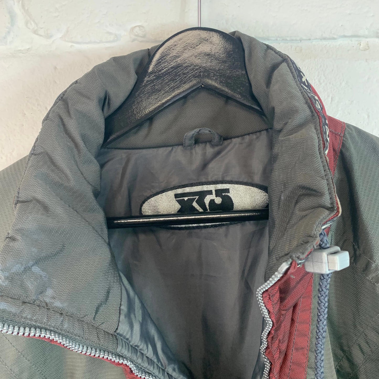 Men’s Vintage 80’s 1/4 Zip Padded Jacket / Grey / Aztec / Oversized XL