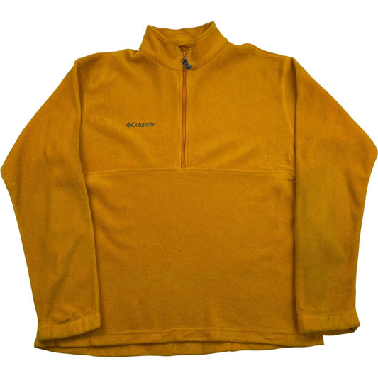 COLUMBIA Fleece Jacket Half Zip Pullover Yellow Mens Size L
