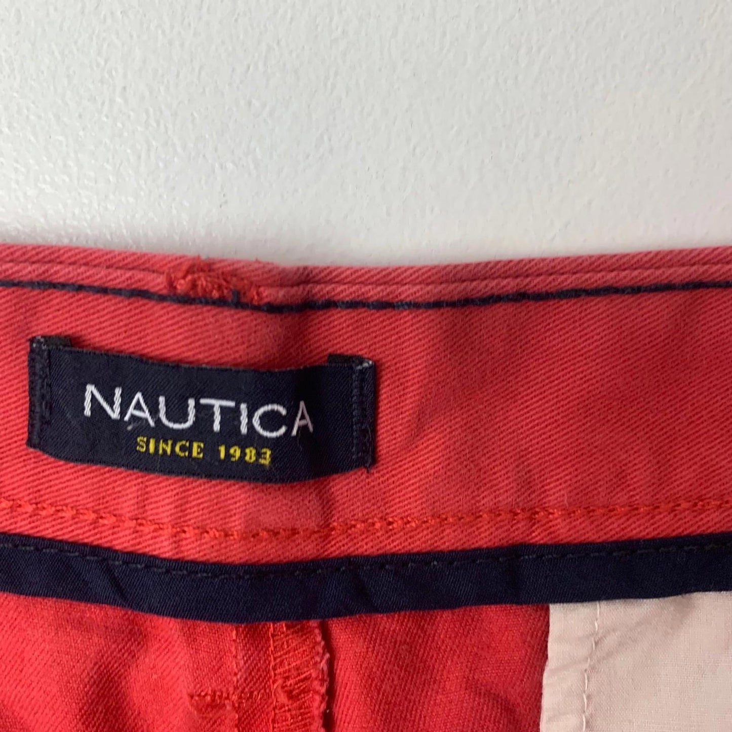 Nautica Chino Shorts Classic Fit Summer Red Casual Mens 36W