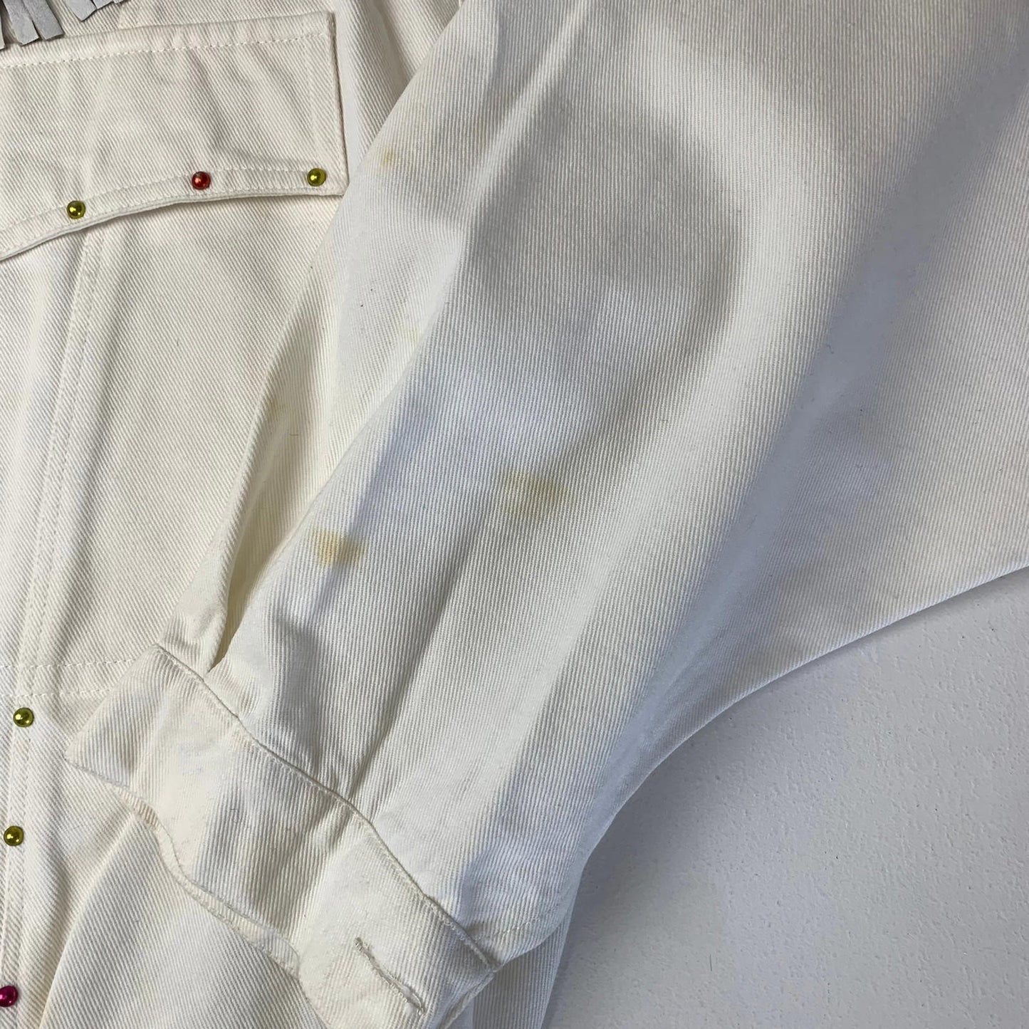 Women’s CRISTINA GAVIOLI Wester Denim Jacket /White /  Large