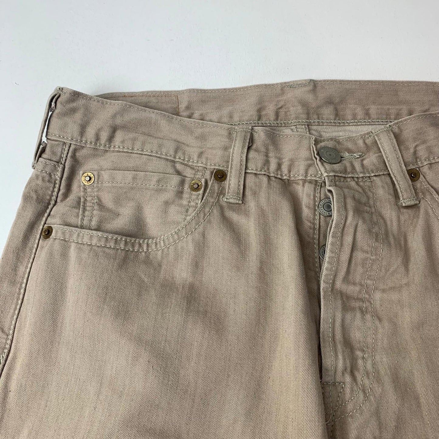 Levi's 501 Original Fit Straight Leg Beige Jeans Mens W31 L34