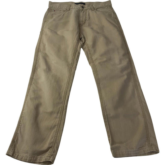 Tommy Hilfiger Custom Straight Chino Trousers Beige Cotton Mens Label Size 29x29