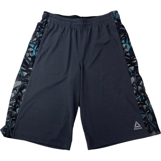 REEBOK Athletic Shorts Geometric Pattern Black Boys XL