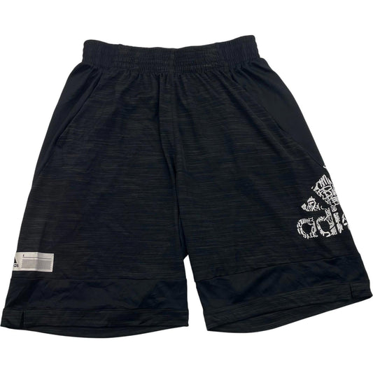 Adidas Climalite Activewear Shorts Graphic Logo Black Mens UK L