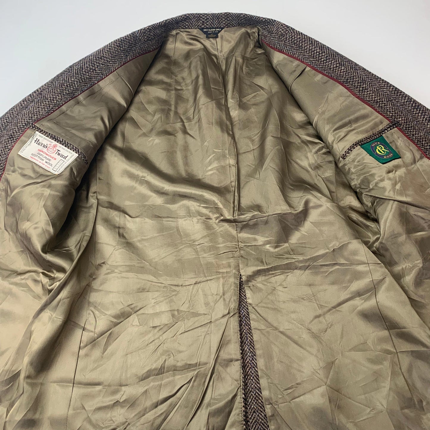 Men’s CLUB ROOM Harris Tweed Jacket / Brown / 44 L