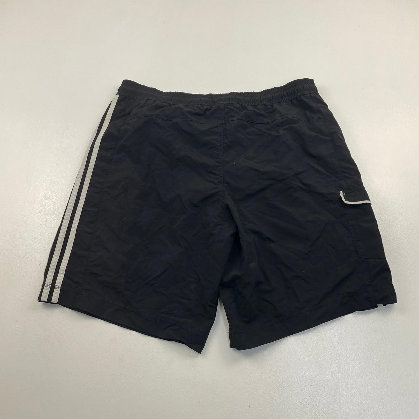 Adidas Activewear Shorts Elastic Waist Black Striped Athletic Mens Size L
