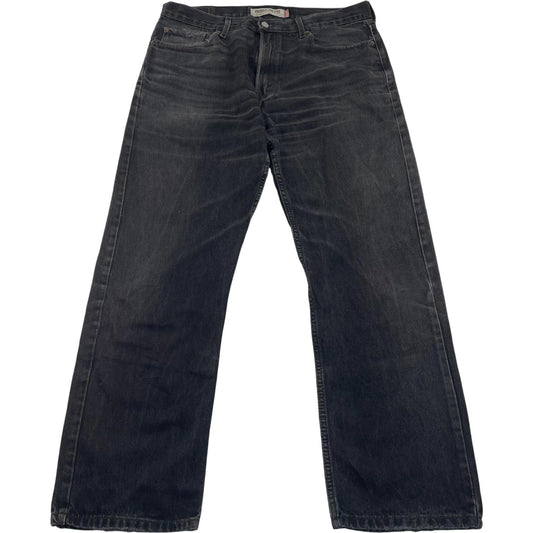 LEVI'S 505 Regular Fit Jeans Distressed Black Cotton Mens W36 L32
