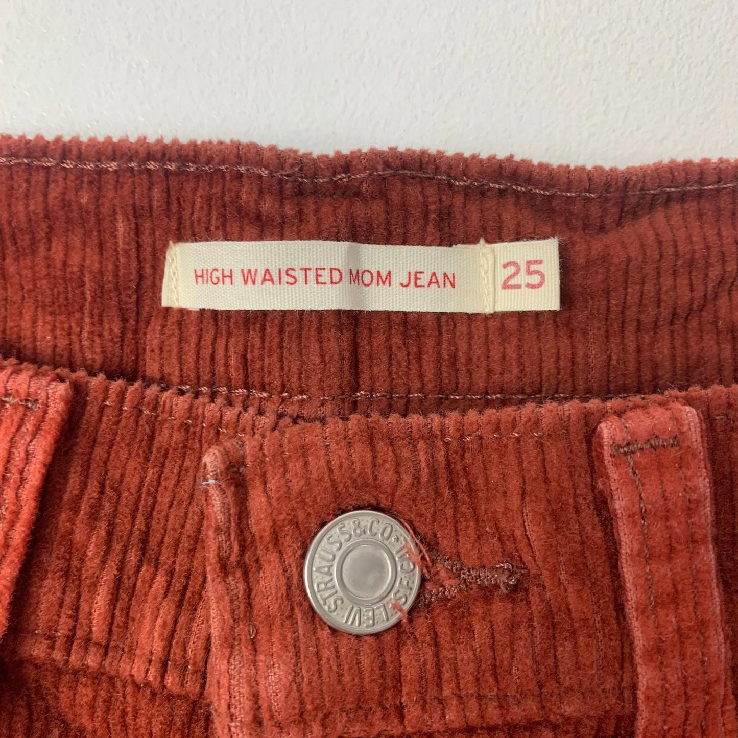 LEVI'S High Waisted Mom Jeans Corduroy Rust Red Women's Size W25