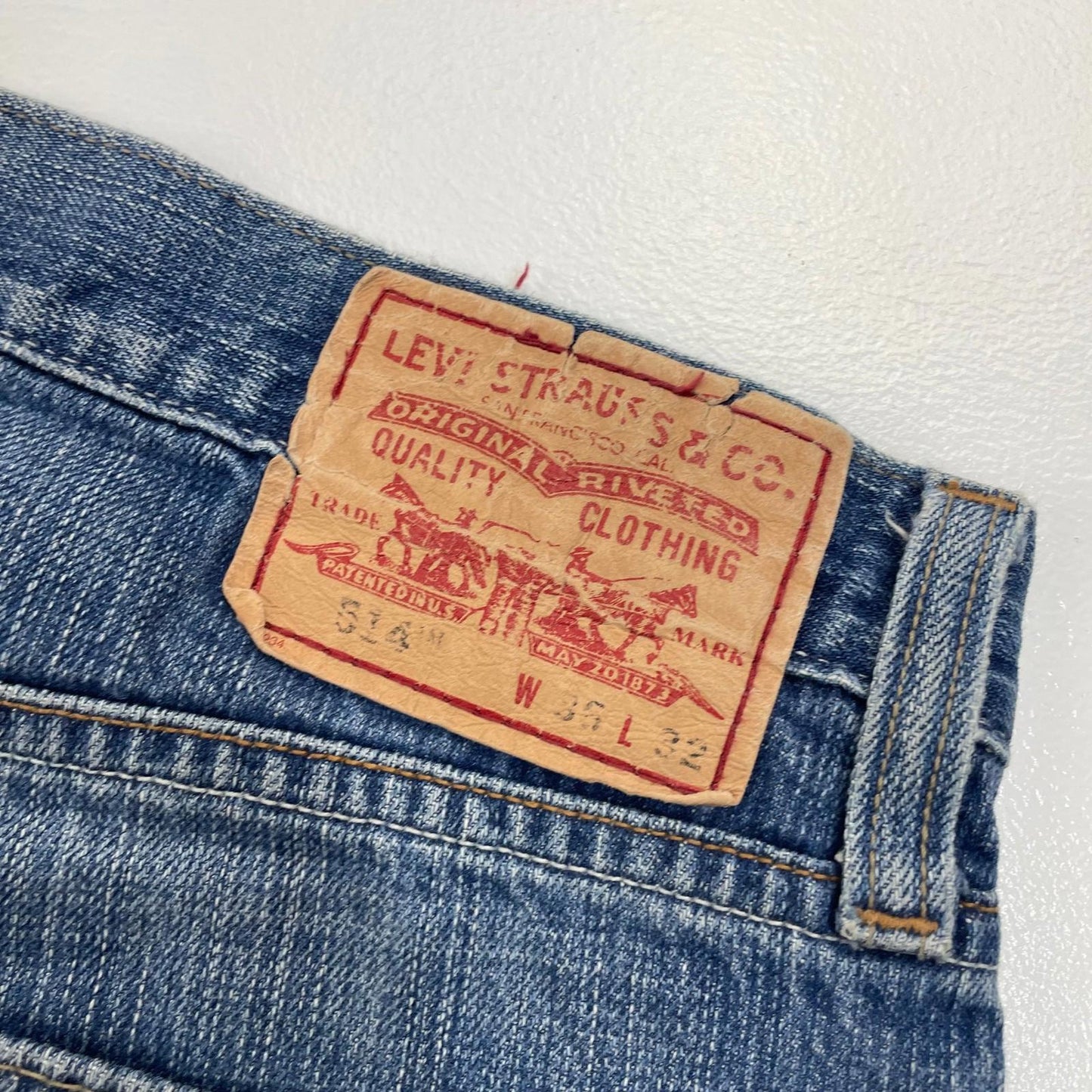 LEVI'S 514 Jeans Slim Straight Fit Distressed Blue Cotton Mens W36 L32