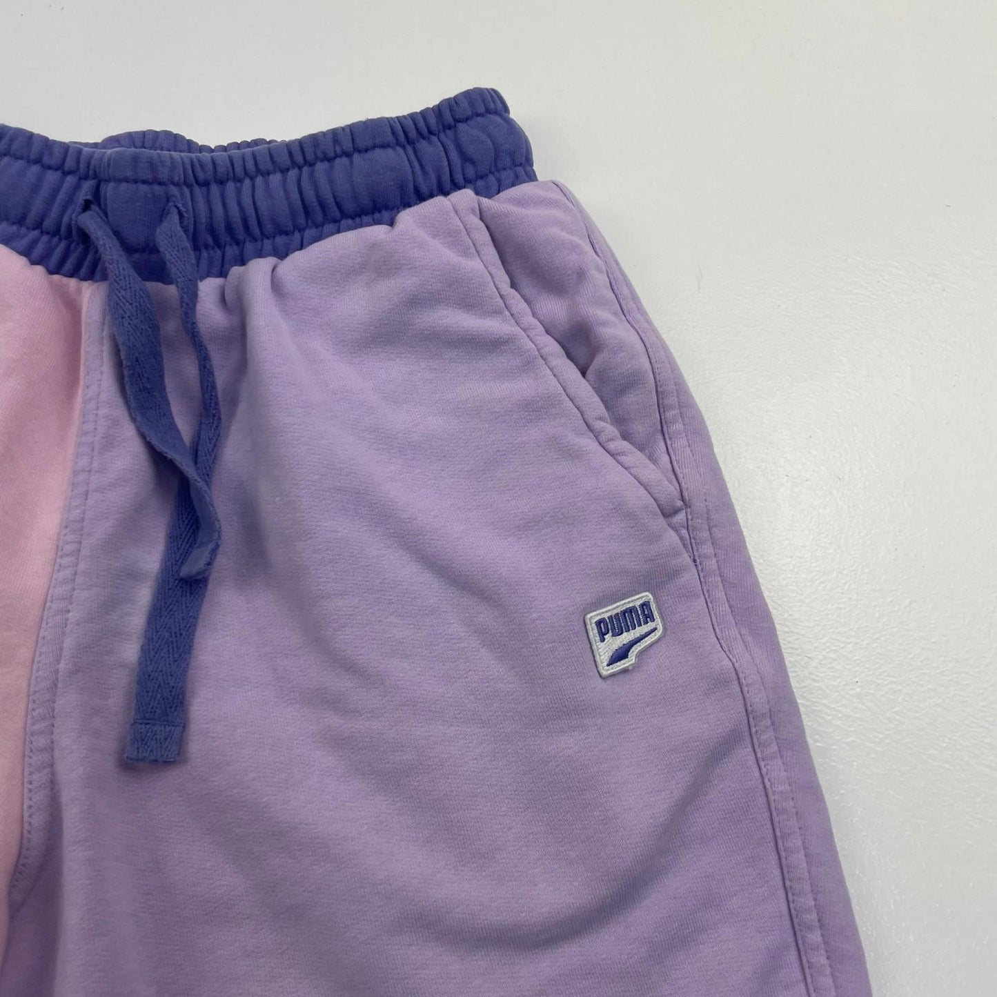 Puma Colourblock Sweat Shorts Pink Purple Womens Small