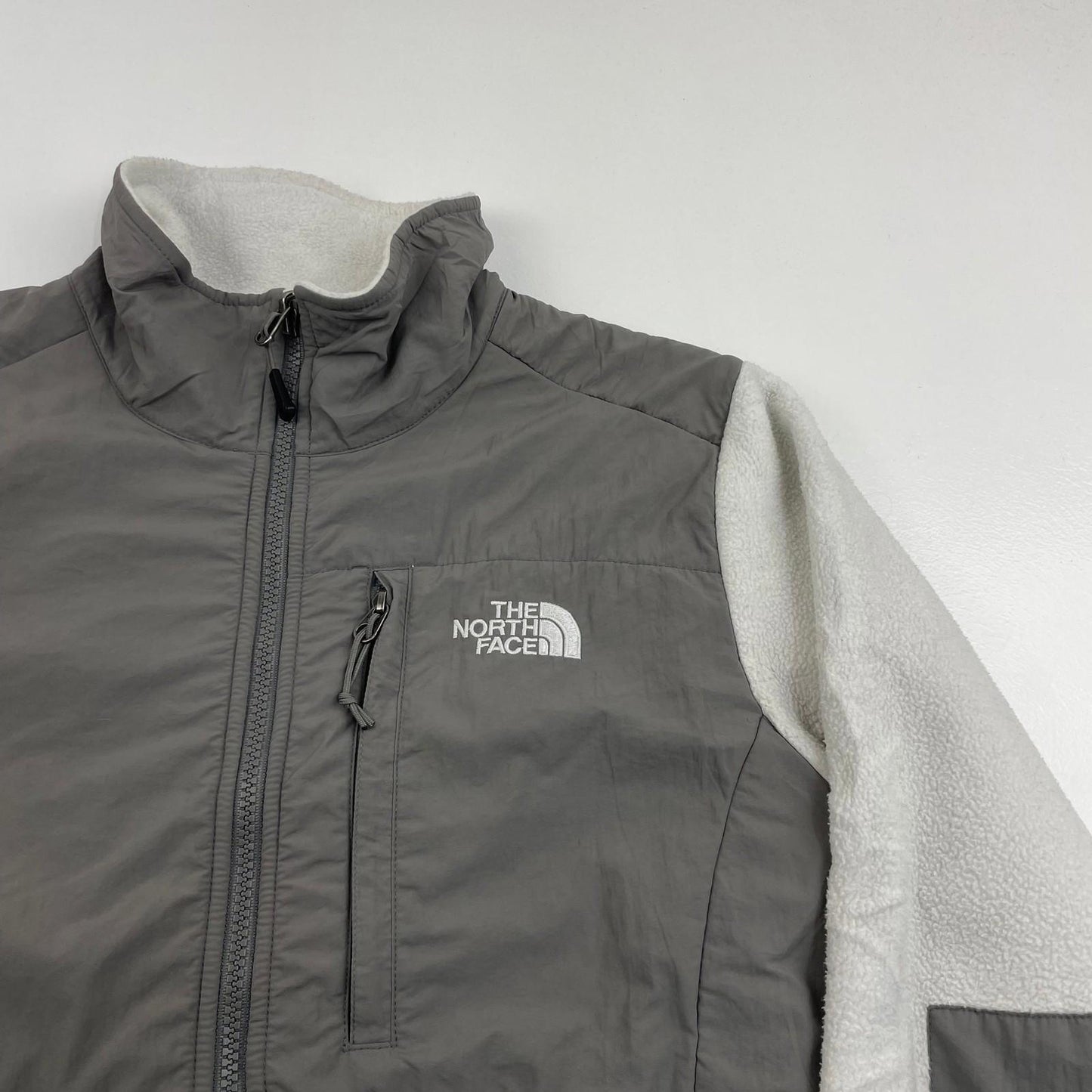 THE NORTH FACE Fleece Jacket Warm Outdoor Grey White Womens M