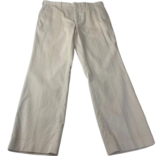 Vintage Corduroy Trousers Cream Corded Textured Retro Style Mens W38 L31
