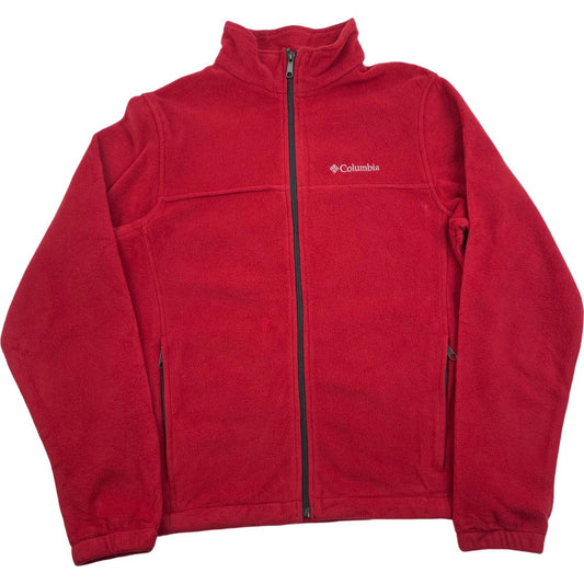 COLUMBIA Fleece Jacket Warm Winter Red Zip Mens M