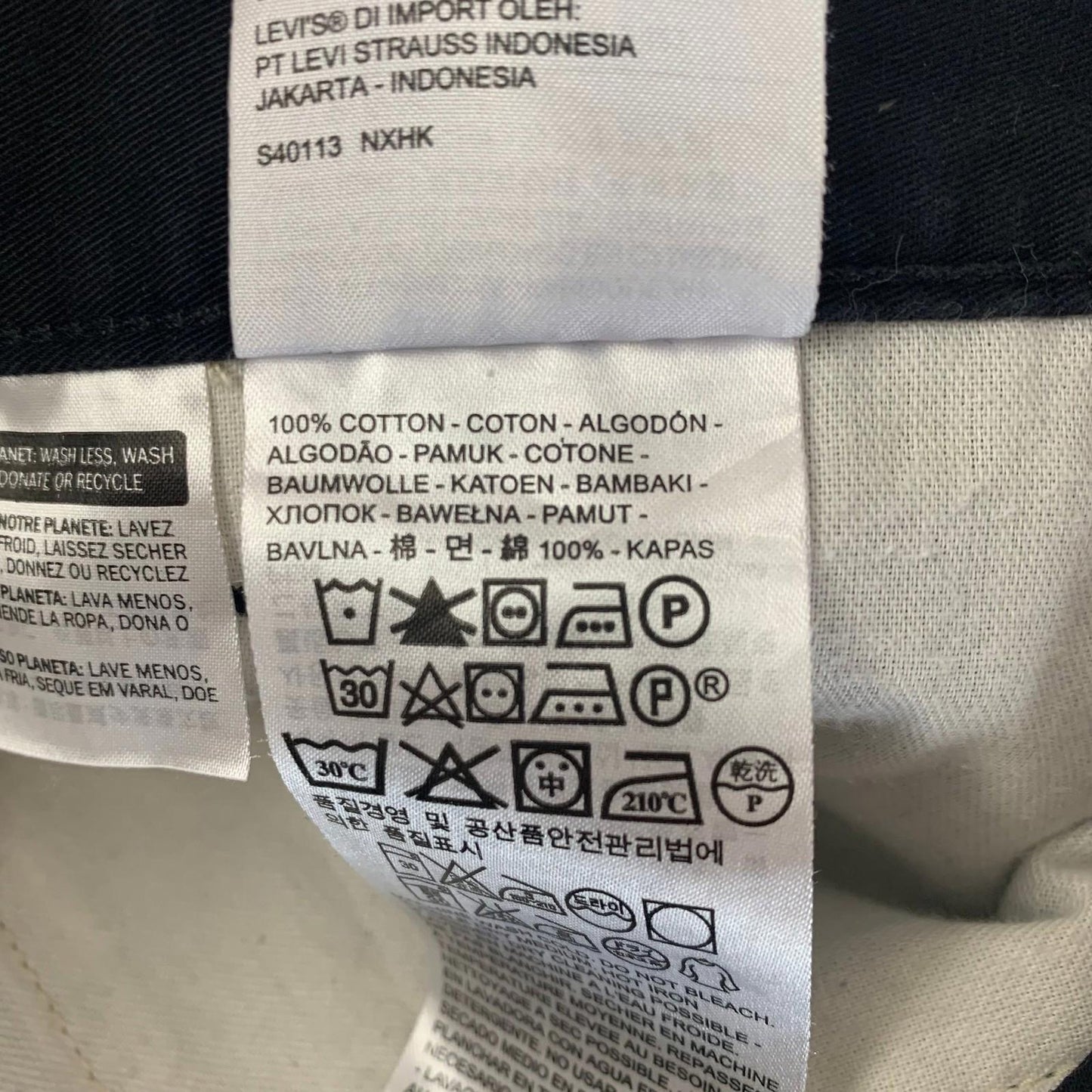 Levi's Original Chino Straight Leg Black Trousers Mens 33x30