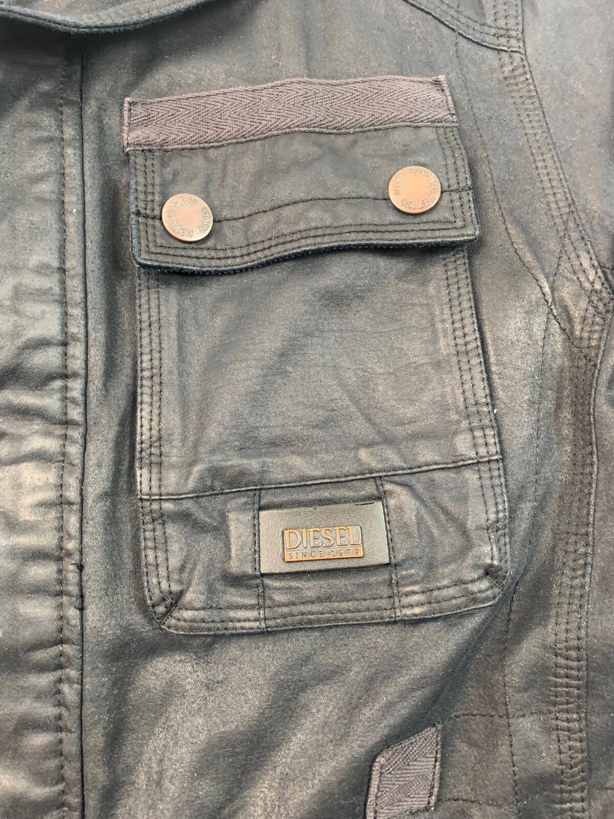 Mens Diesel Waxed Cotton Style Utility Jacket / Medium / Black / Versatile