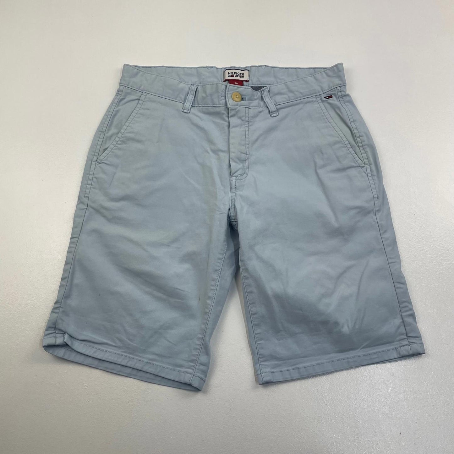 HILFIGER Denim Shorts Chino Light Blue Casual Mens Size 30