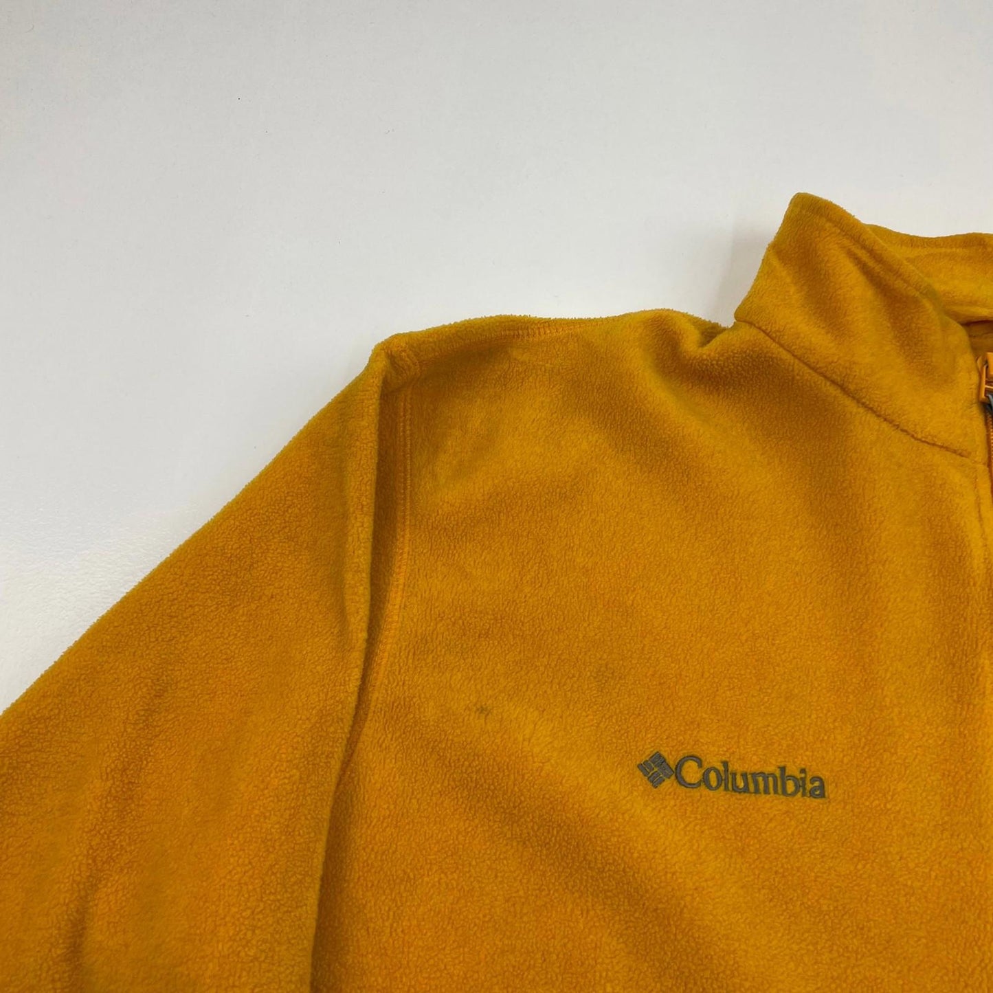 COLUMBIA Fleece Jacket Half Zip Pullover Yellow Mens Size L
