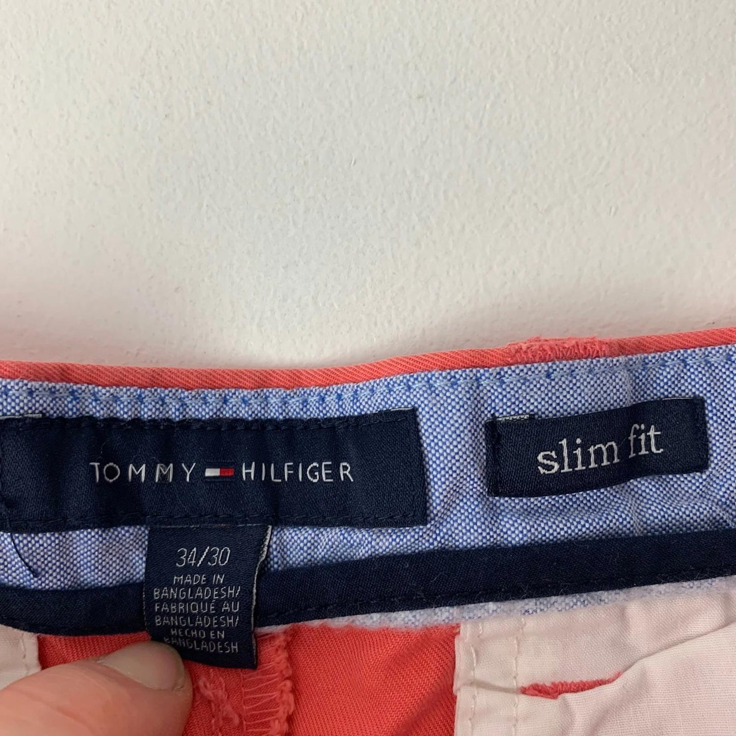 Tommy Hilfiger Slim Fit Trousers Casual Lightweight Pink Mens 34 X 30