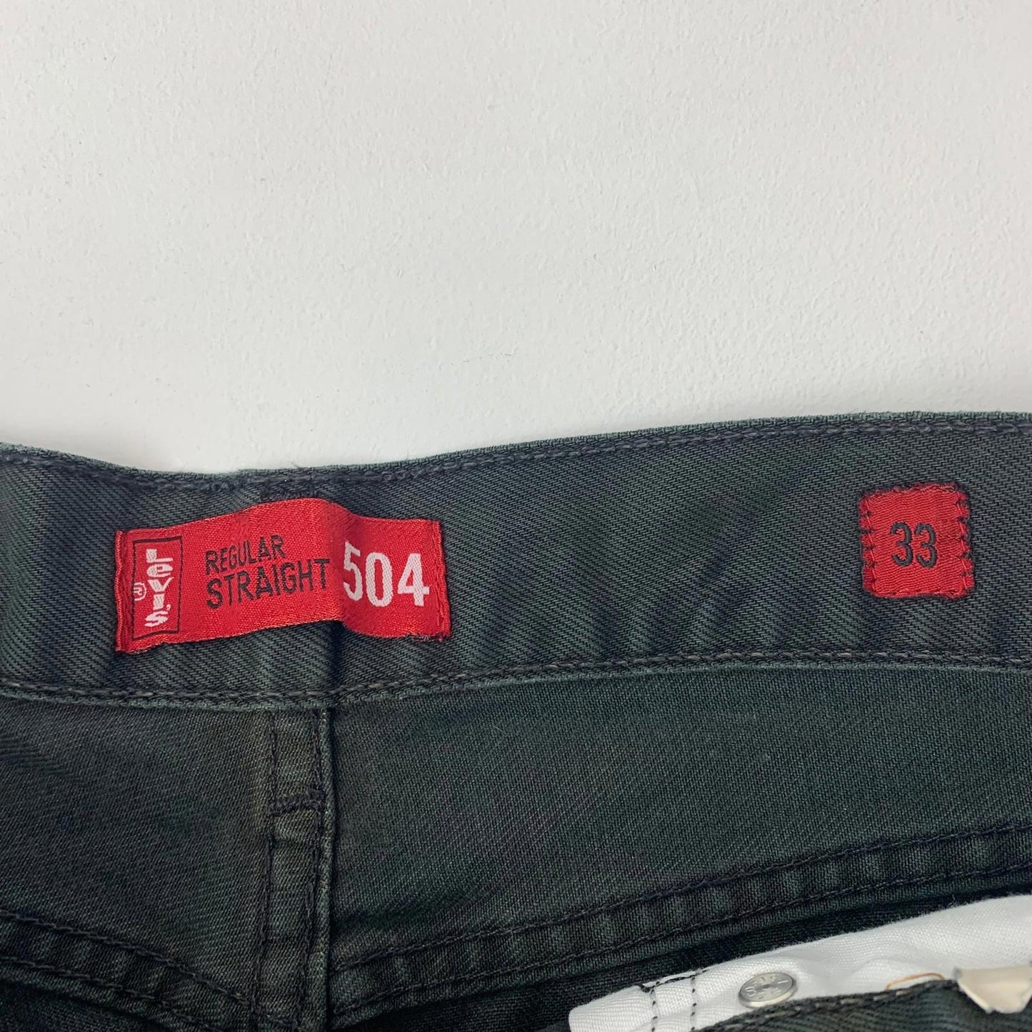 LEVI'S 504 Regular Straight Jeans Distressed Black Denim Mens W33 L27
