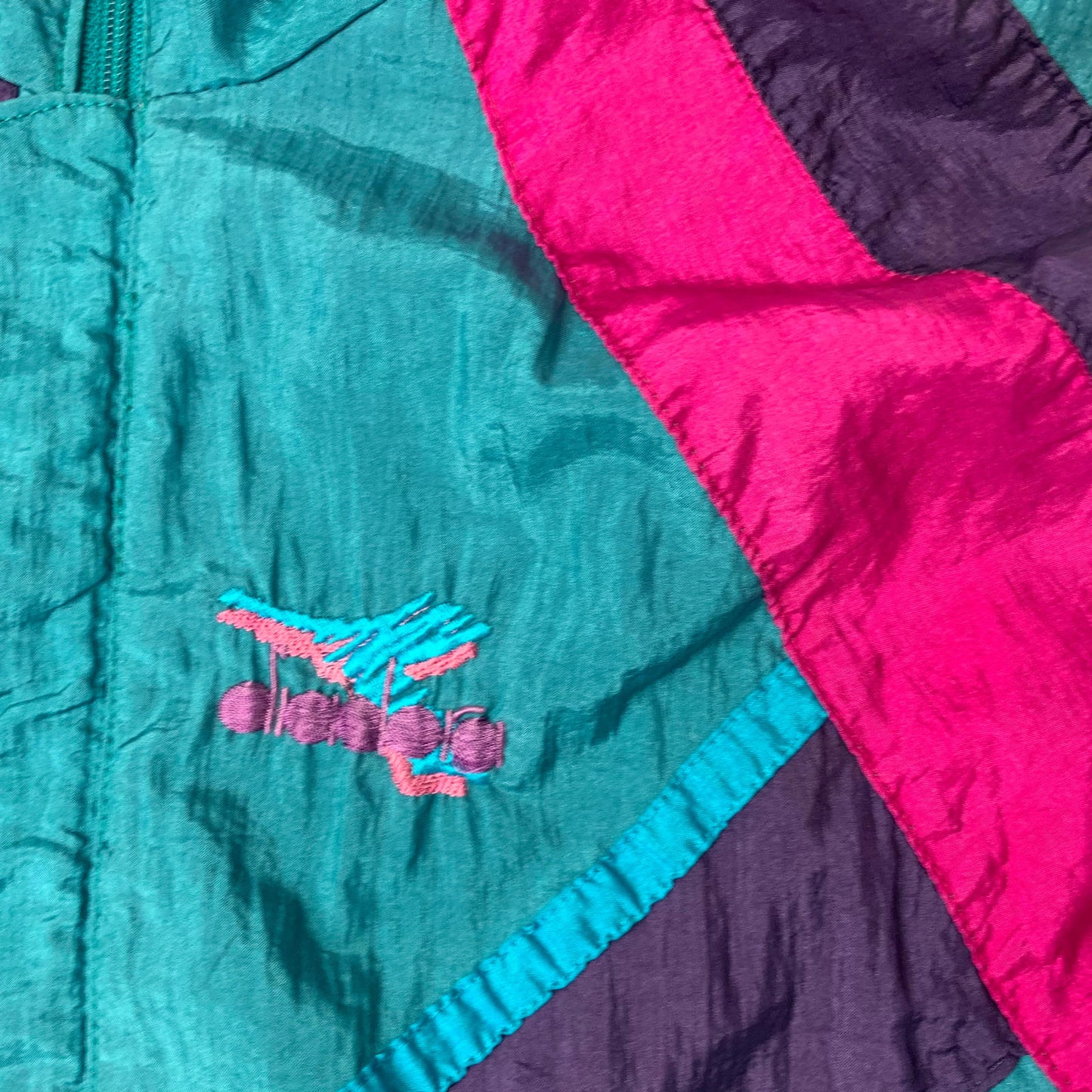 Men’s Vintage DIADORA Shell Jacket / Retro 90’s Track Top / Multicoloured/ Large