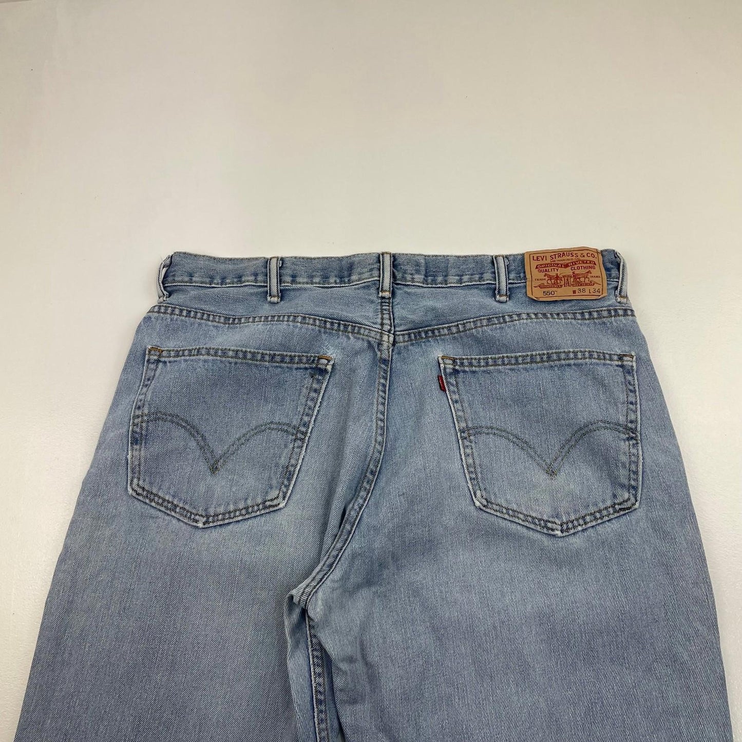 LEVI'S 550 Relaxed Fit Straight Leg Denim Light Wash Jeans Mens W38 L34
