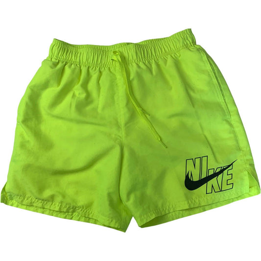 Nike Athletic Shorts Neon Green Elastic Waist Logo Print Mens Small