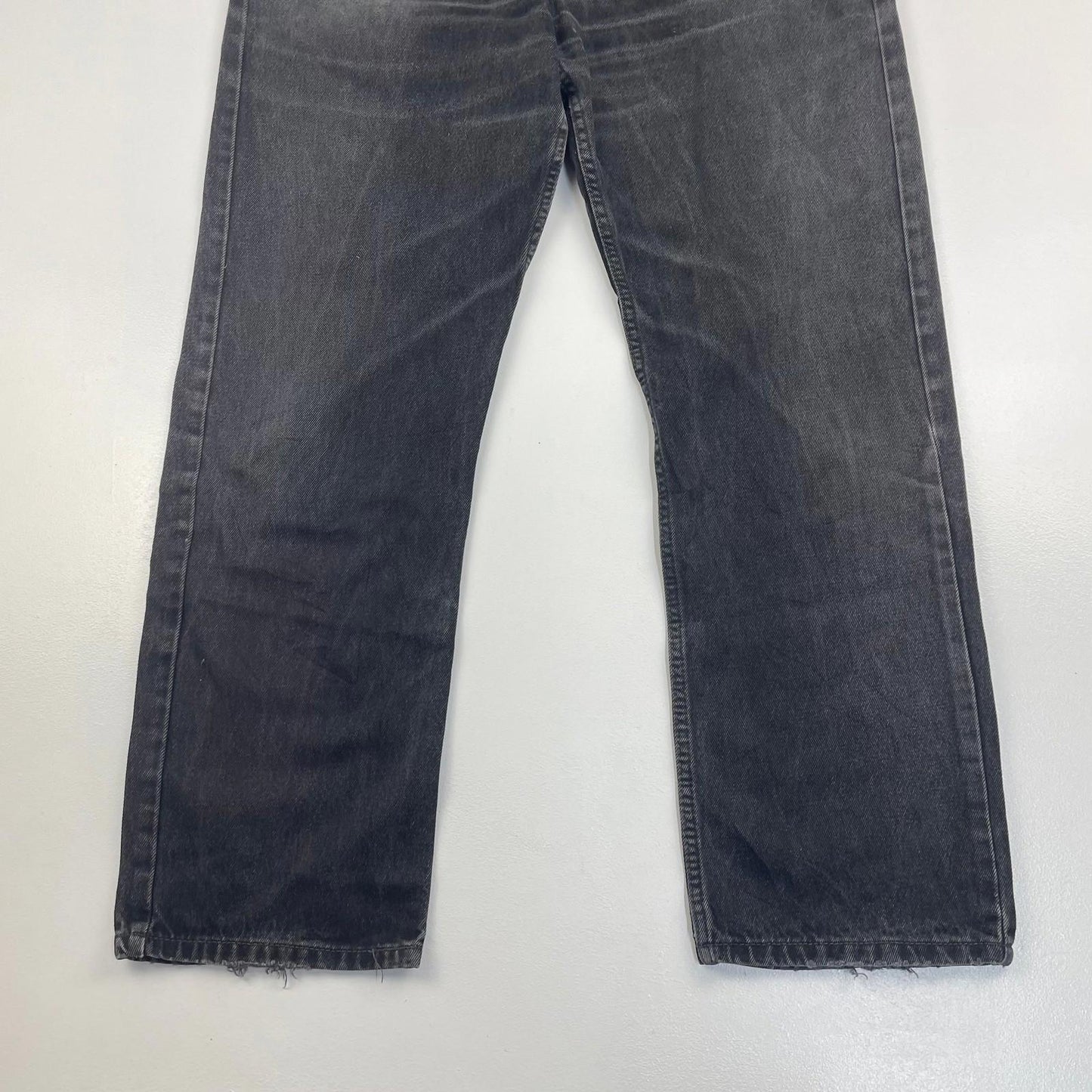 LEVI'S 505 Regular Fit Jeans Distressed Black Cotton Mens W36 L32