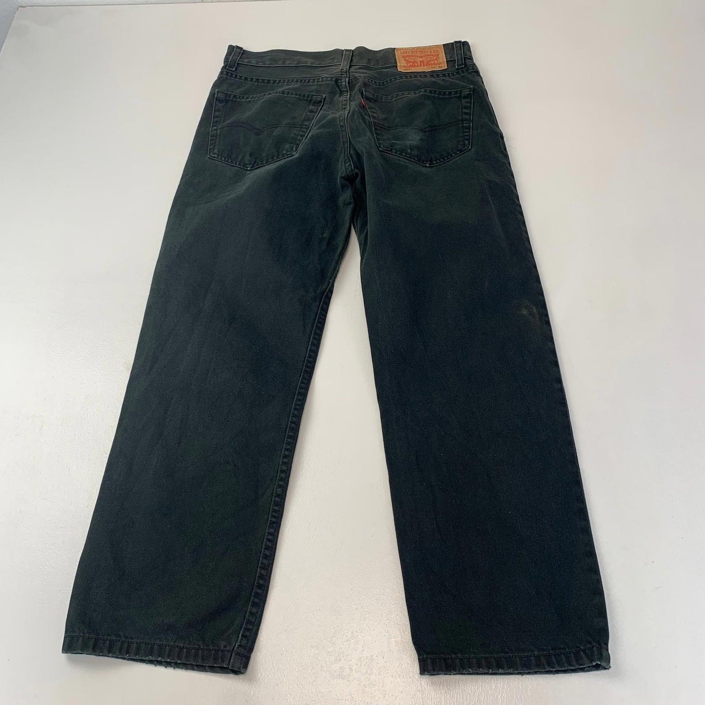 LEVI'S 504 Regular Straight Jeans Distressed Black Denim Mens W33 L27