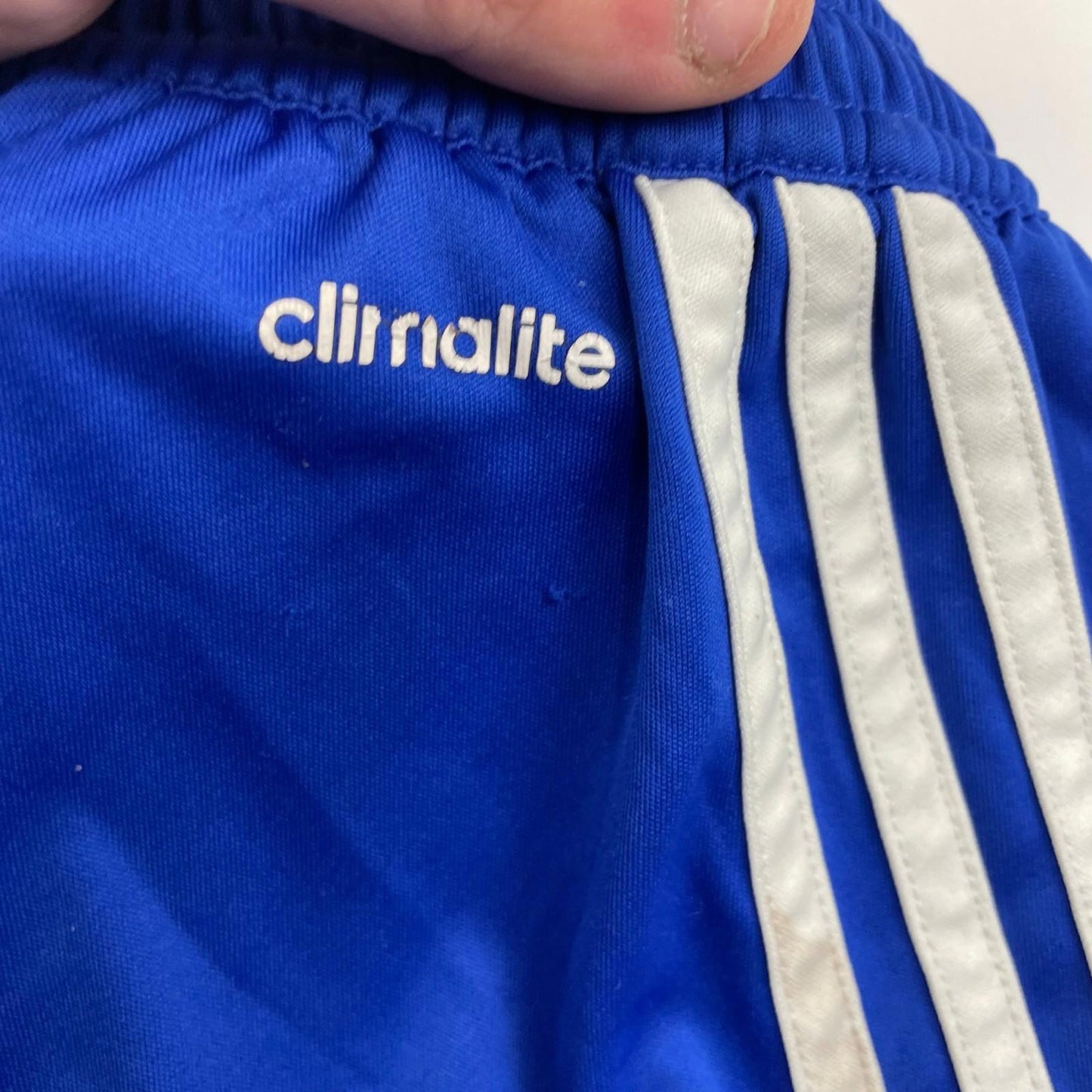 ADIDAS Climalite Athletic Shorts Blue Striped Design Mens UK M