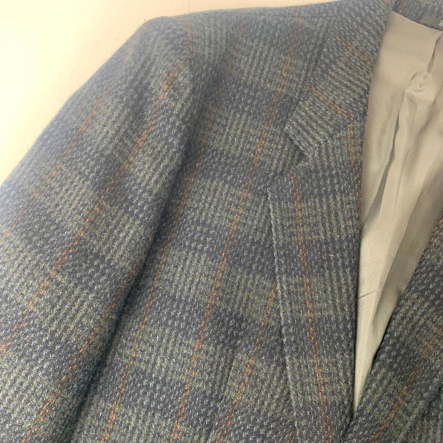 Mens Chequered Wool Jacket / Large