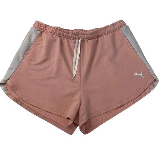 Puma Women's Athletic Relaxed Shorts Pink Grey Drawstring XL