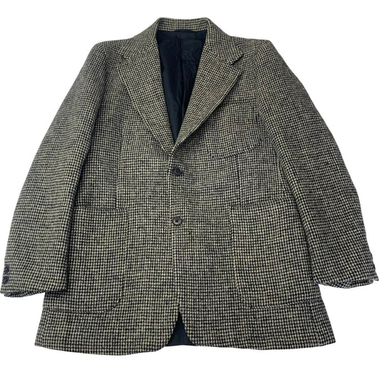 Cassidy Harris Tweed Blazer Houndstooth Wool Jacket Black White Womens 40R