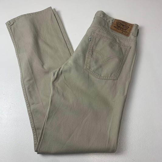 Mens Vintage LEVIS 566 Beige Jeans / W30 L33 / Straight Fit