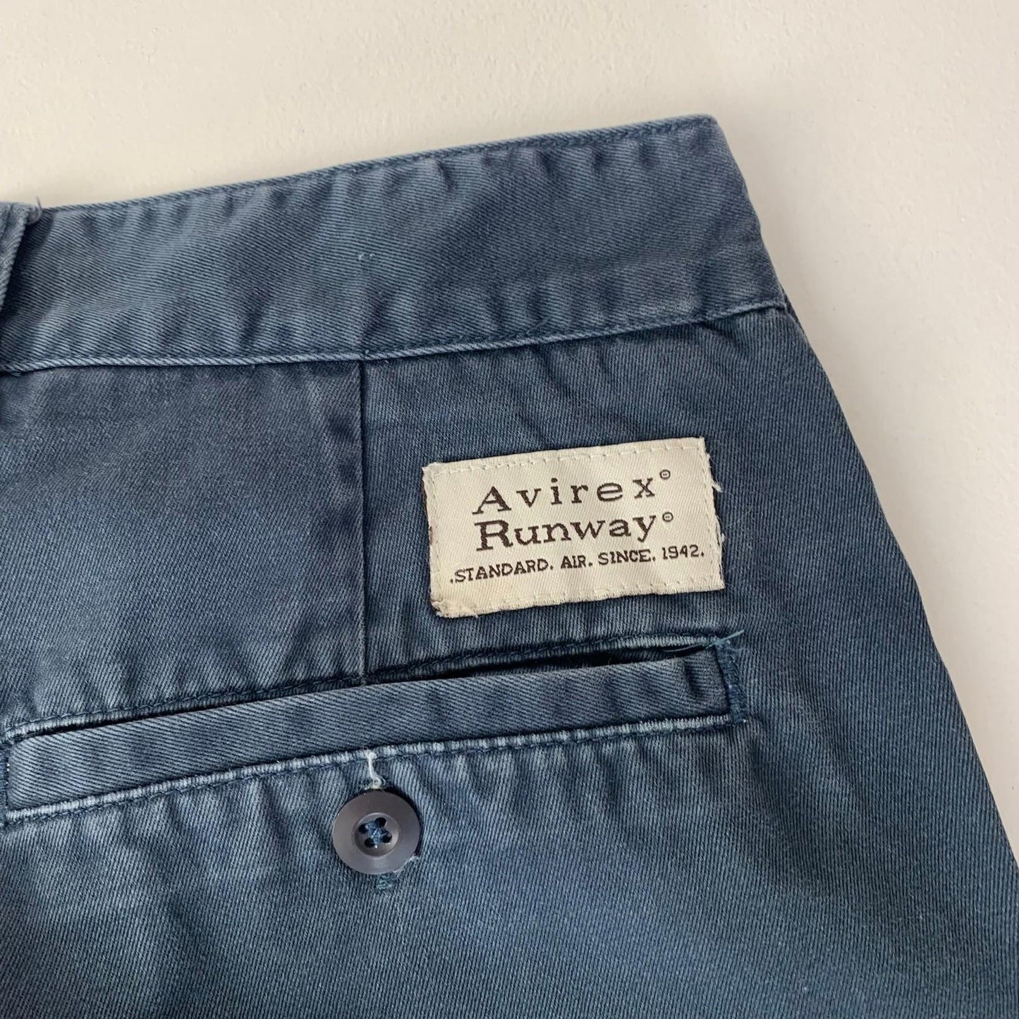 Avirex Runway Trousers Functional Garment Blue Cotton Men's Size 32 X 29