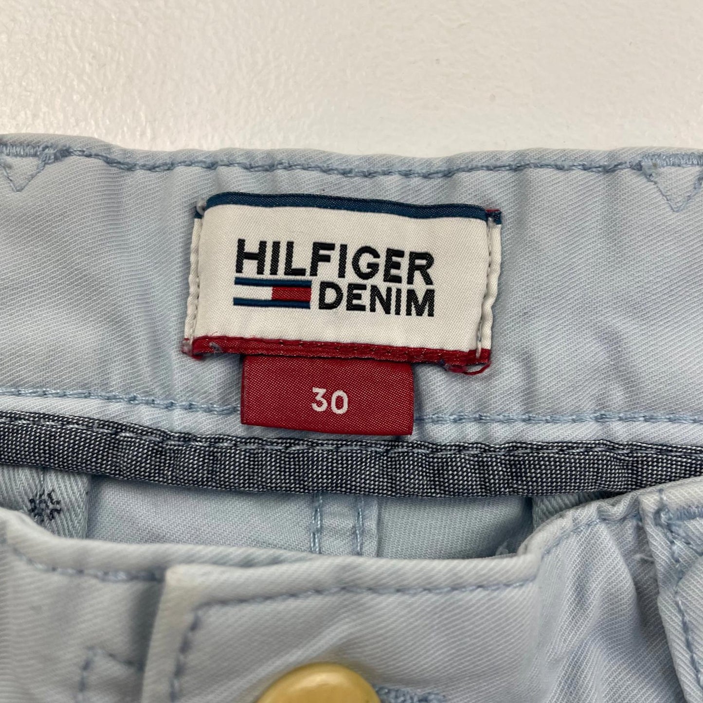 HILFIGER Denim Shorts Chino Light Blue Casual Mens Size 30
