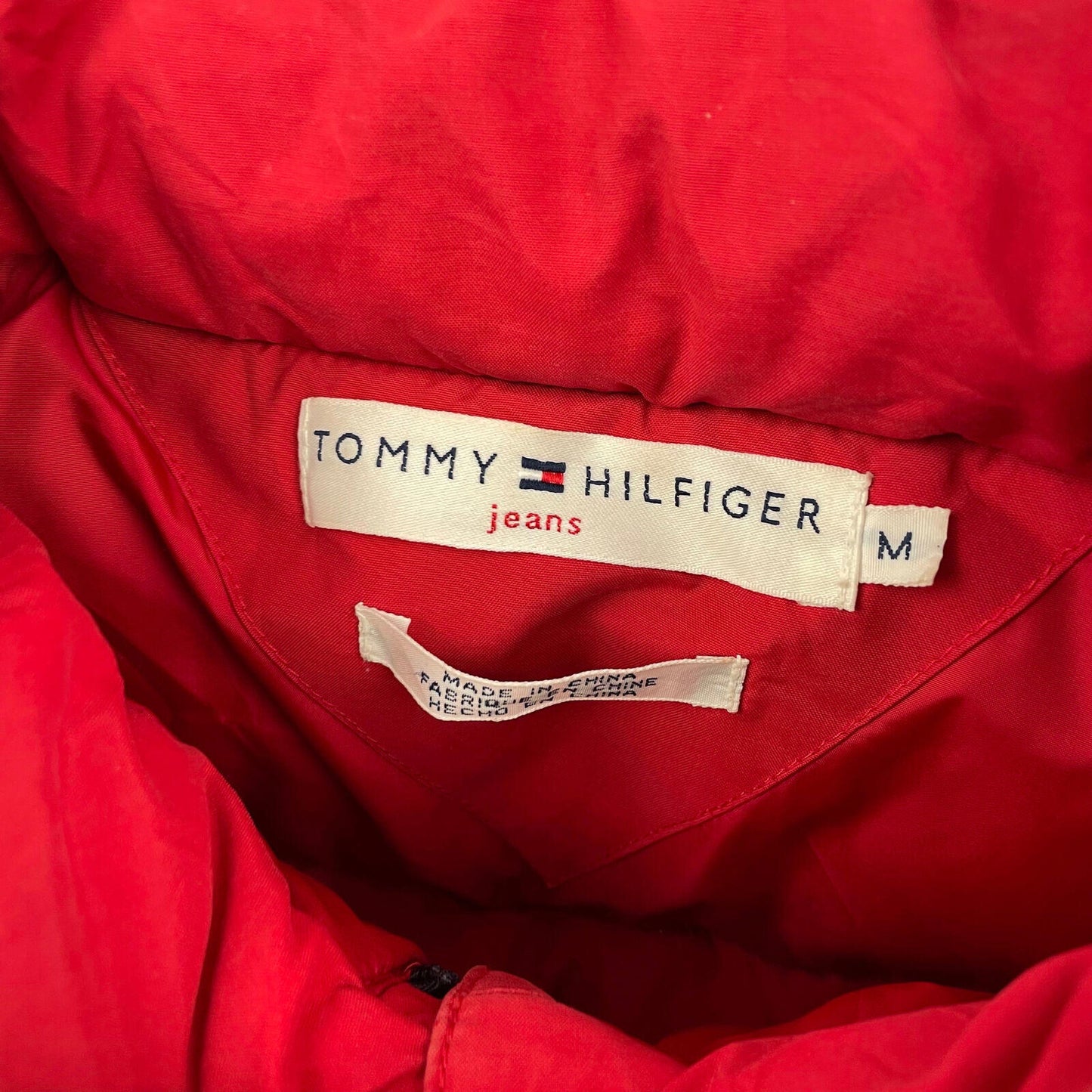 Women’s TOMMY HILFIGER Red & Denim Gilet Puffer Jacket , Size Medium