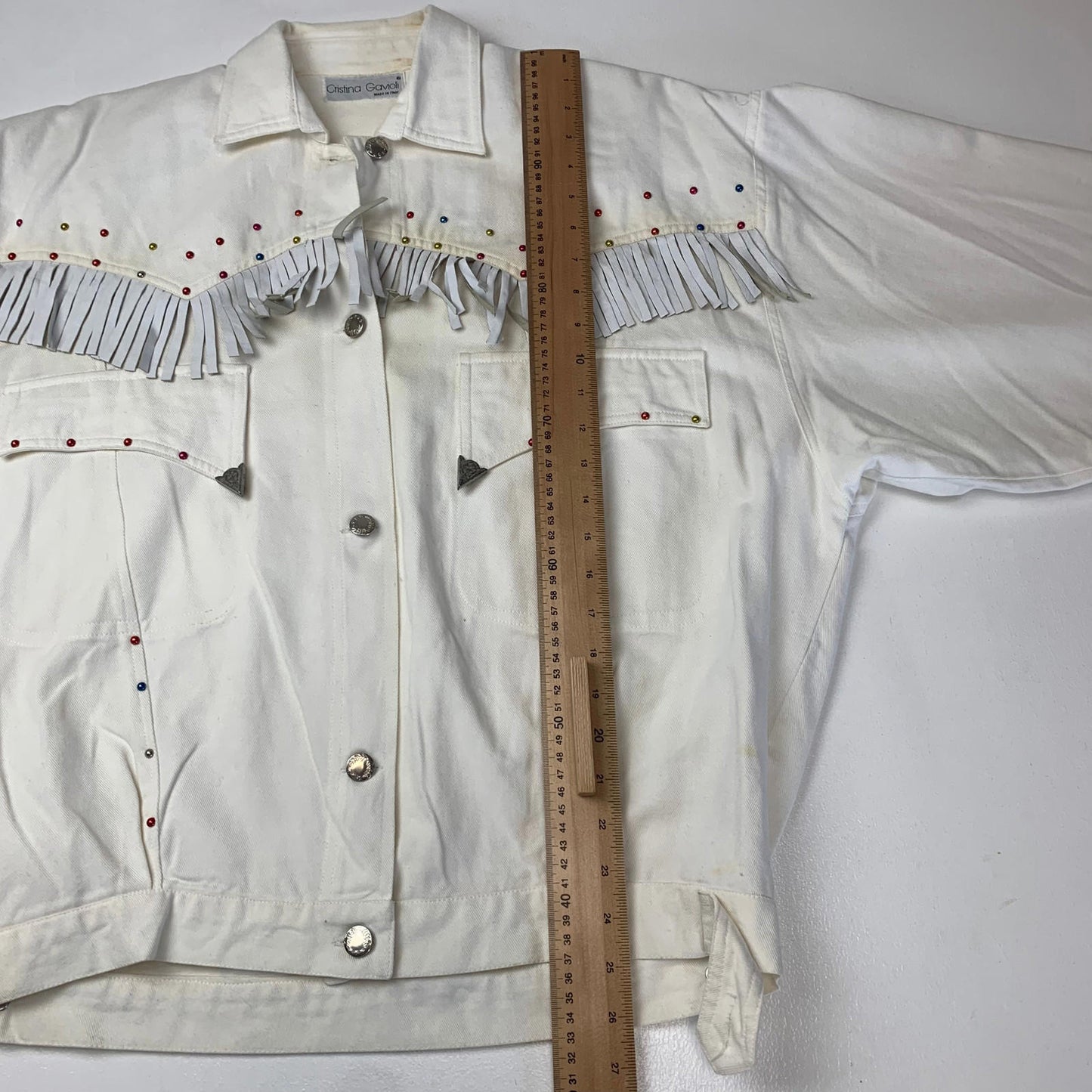 Women’s CRISTINA GAVIOLI Wester Denim Jacket /White /  Large