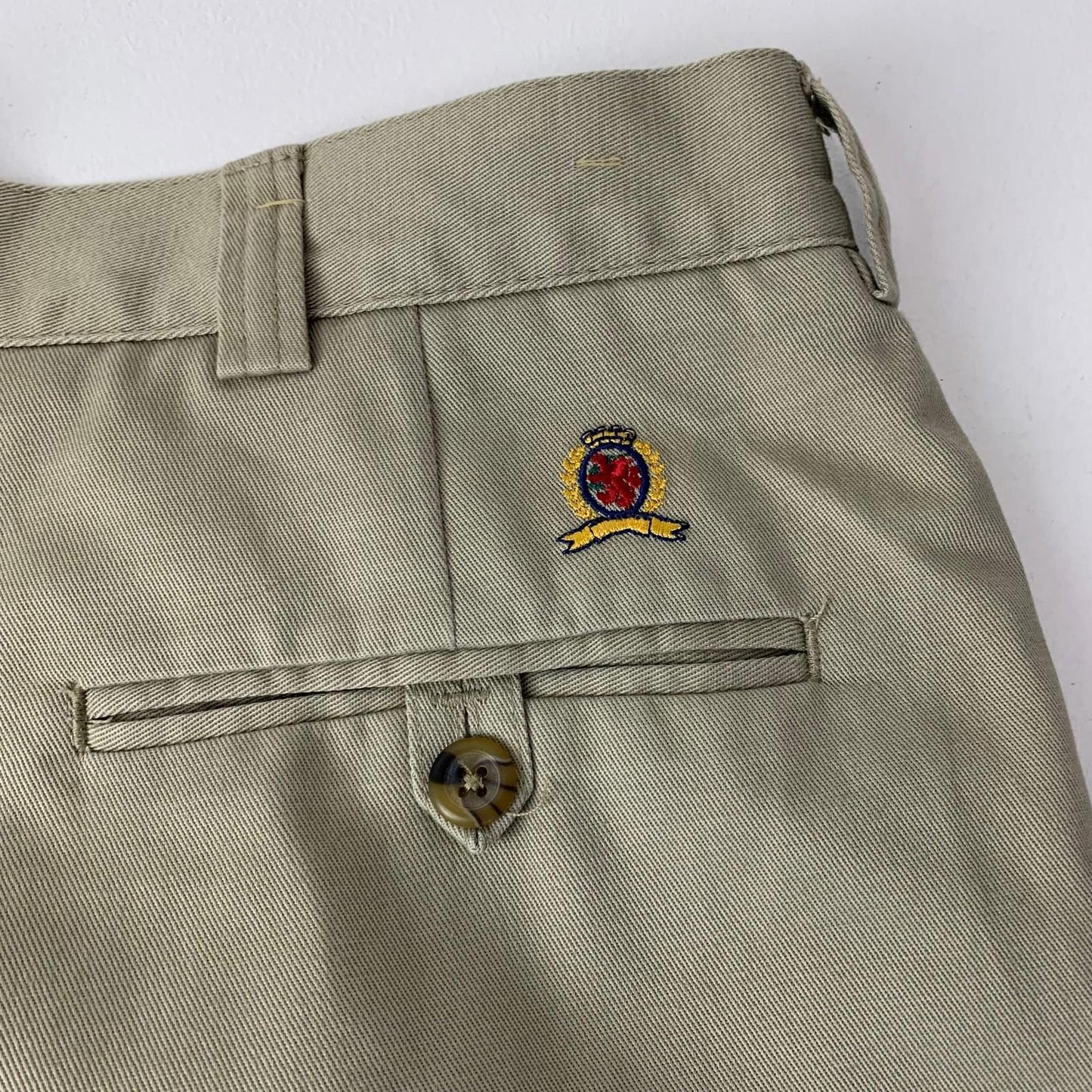 Tommy Hilfiger Trousers Vintage Relaxed Fit Beige Pleated Mens 34x30