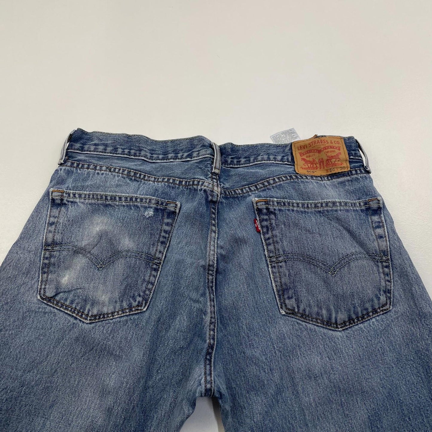 LEVI'S 505 Jeans Classic Straight Fit Vintage Blue Denim Mens W36 L30