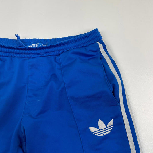 ADIDAS Activewear 3/4 Length Shorts Blue Striped Logo Mens Small
