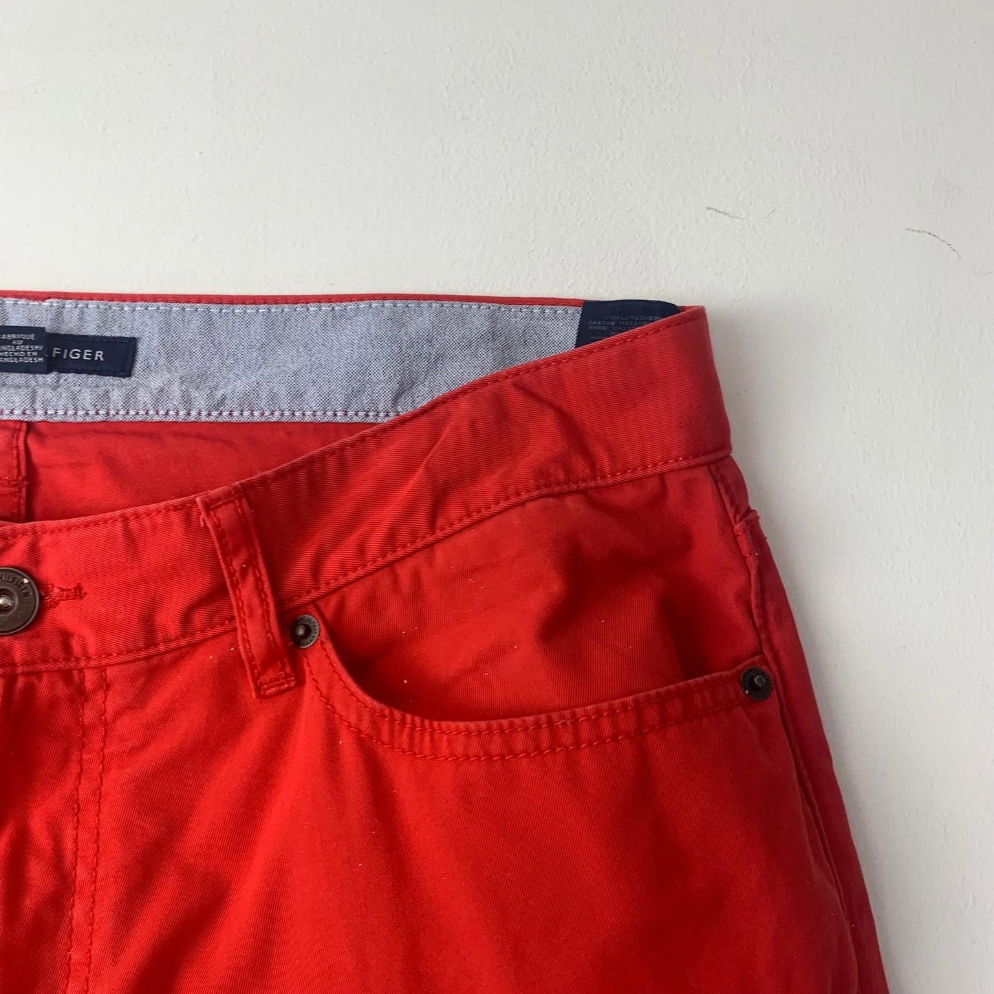 Tommy Hilfiger Red Trousers Straight Cotton Stylish Mens 32/30