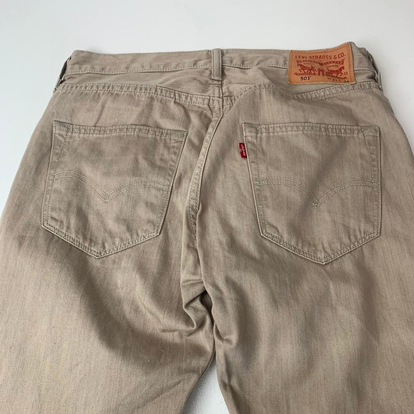 Levi's 501 Original Fit Straight Leg Beige Jeans Mens W31 L34