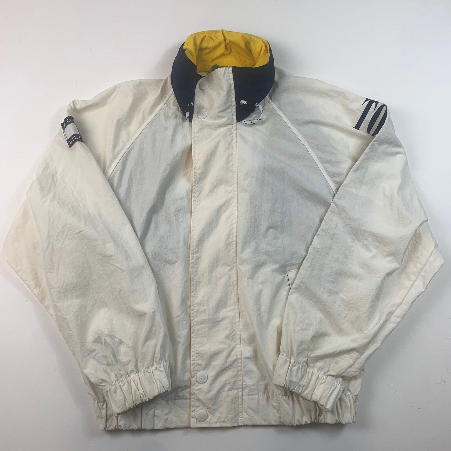 Men’s Vintage TOMMY HILFIGER Sailing Jacket / 90’s / Off White / Small / Spellou
