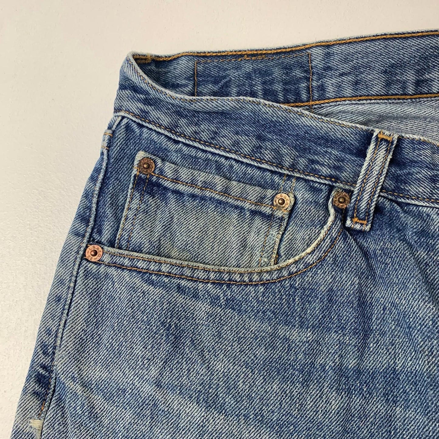 Levi's Straight Leg Denim Jeans Distressed Vintage Blue Mens W34 L30
