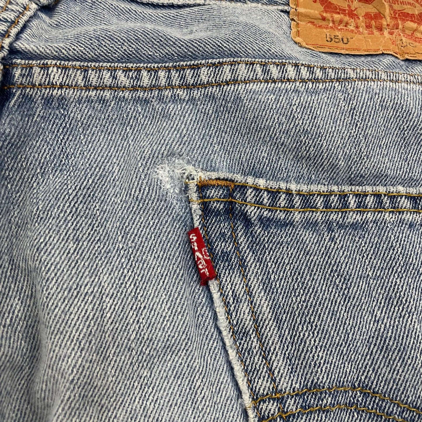 LEVI'S Jeans Straight Distressed Light Wash Denim Mens 36 X 32