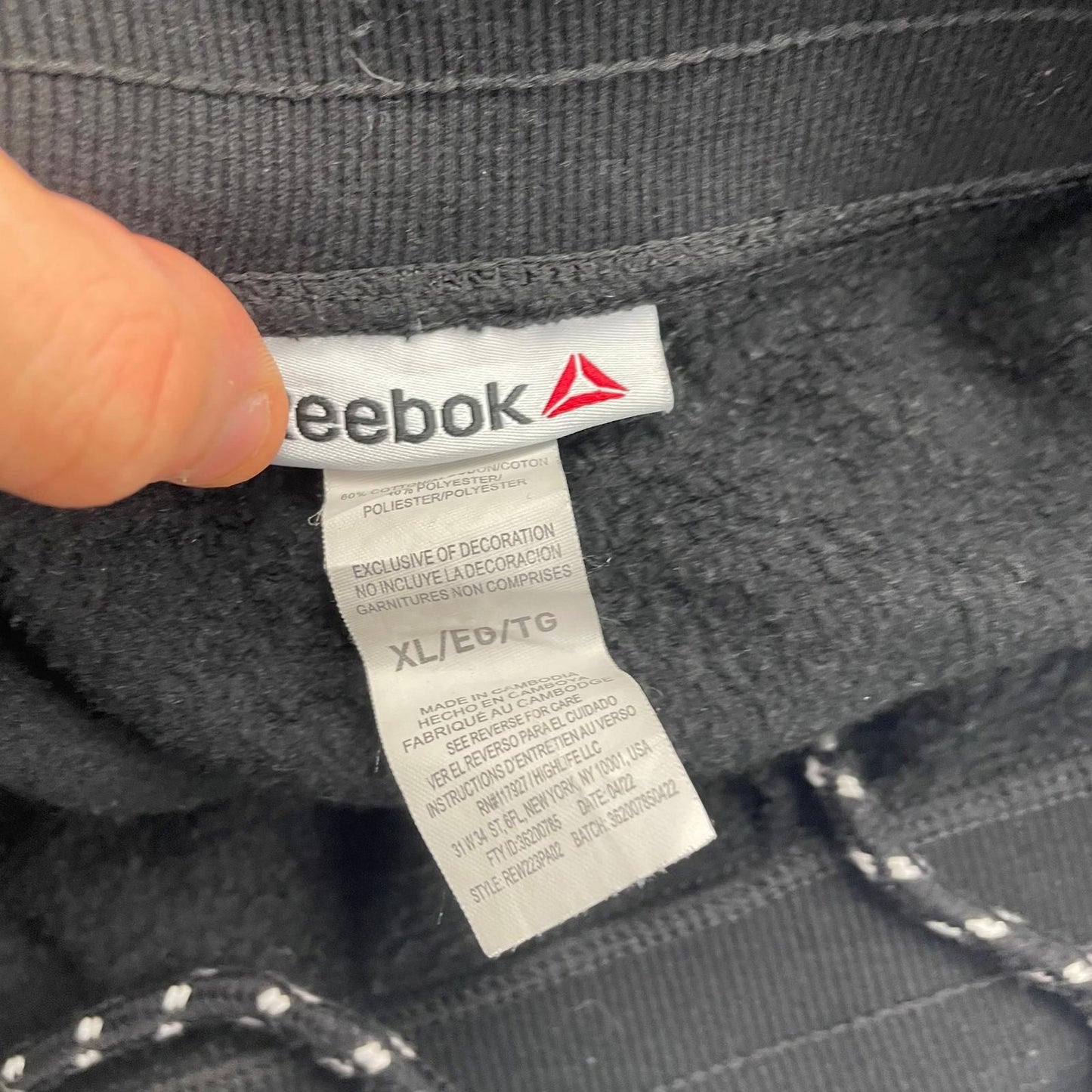 Reebok Jogger Sweatpants Drawstring Black Women's XL