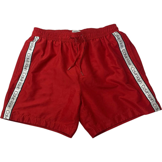 CALVIN KLEIN Swim Shorts Logo Tape Red Mens Small